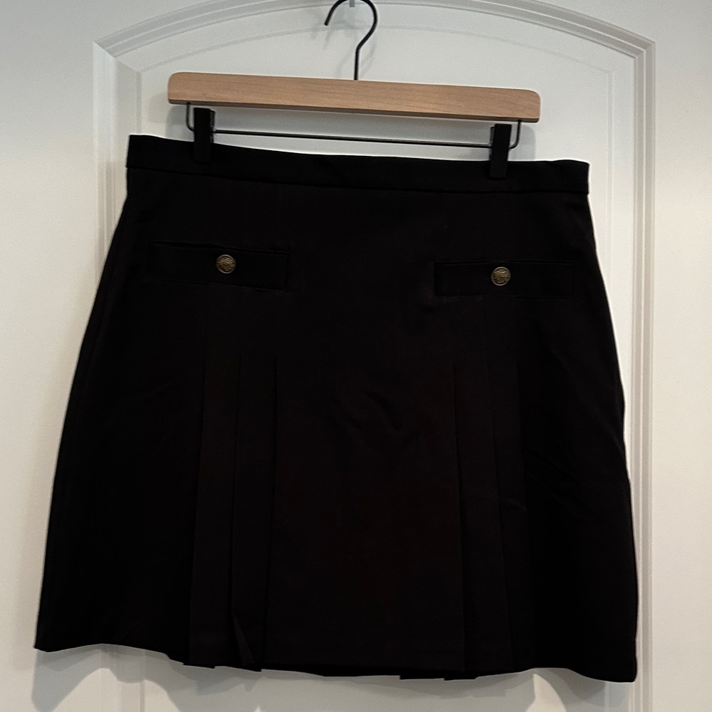 LOFT Black Mini Skirt with Button Detail